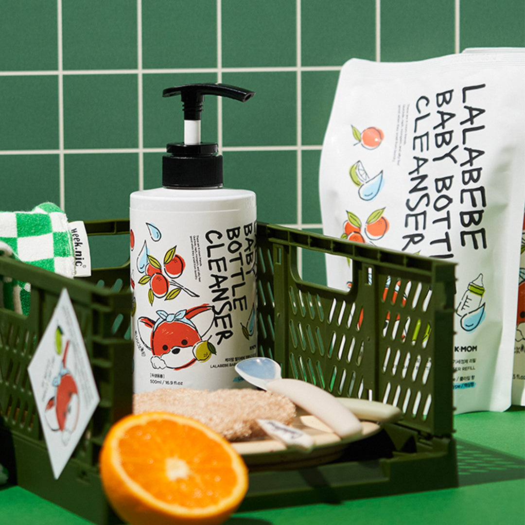 K-MOM LALABEBE maitinimo buteliukų, vaisių ir daržovių ploviklis putų konsistencijos