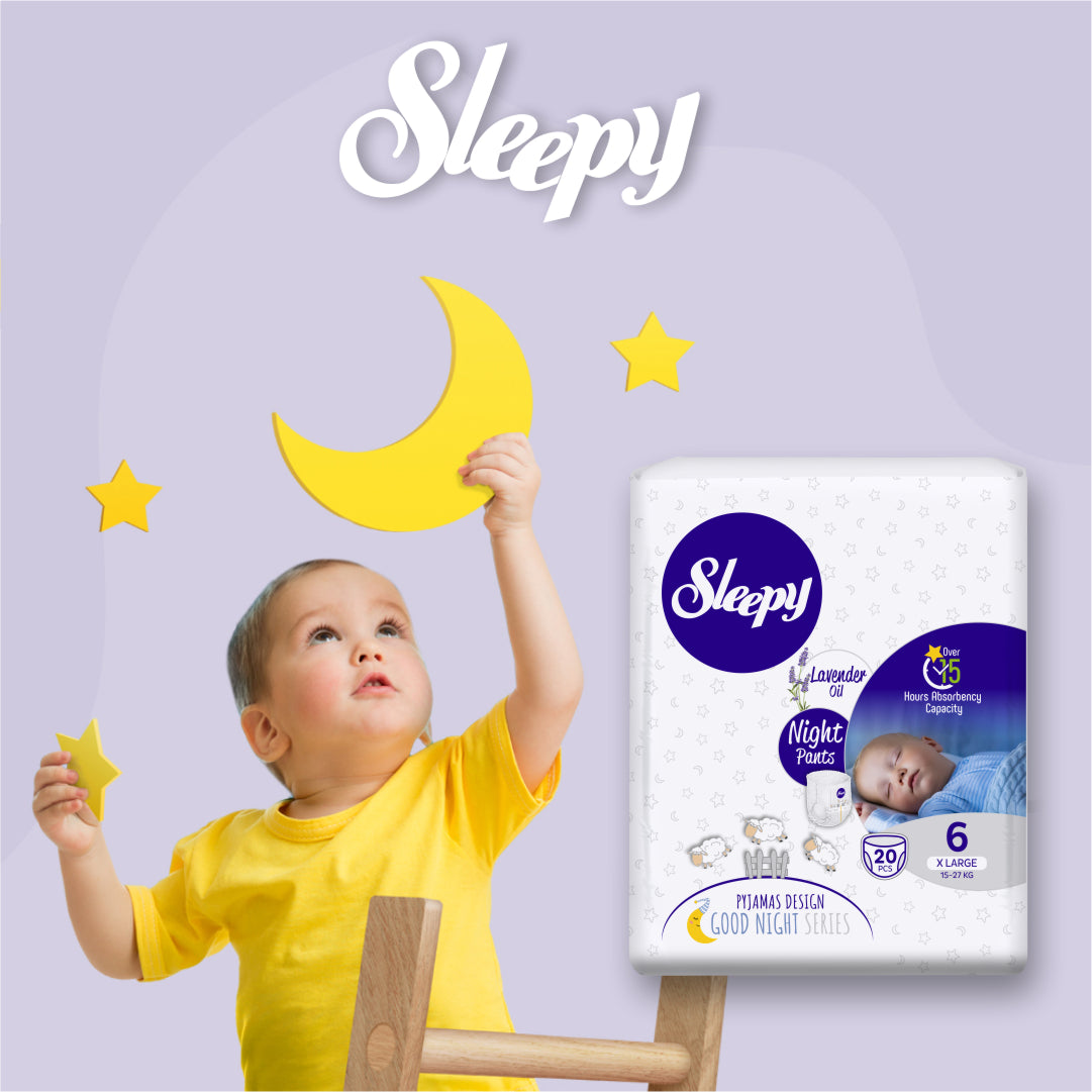 SLEEPY "Night" naktinės sauskelnės-kelnaitės su levandų aliejumi