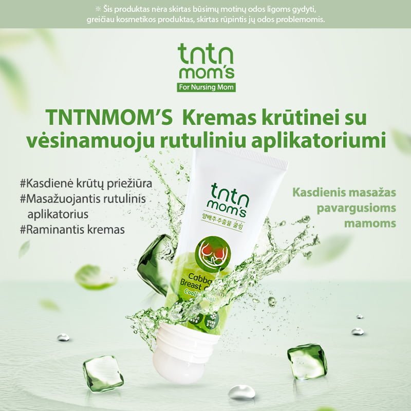 TNTN MOM'S Kremas krūtinei su vėsinamuoju rutuliniu aplikatoriumi, 100 ml.