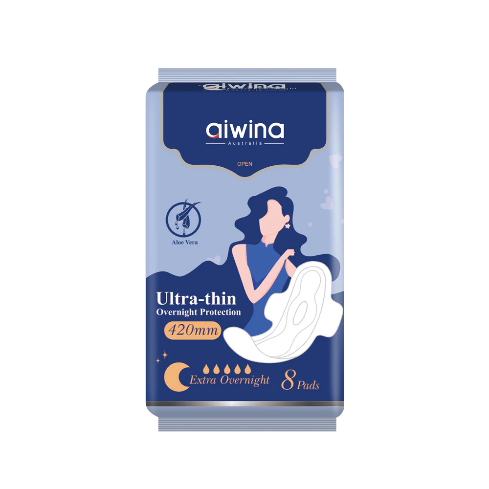 AIWINA Comfy Ultra Thin naktiniai (extra) higieniniai įklotai moterims 420 mm (8 vnt.)