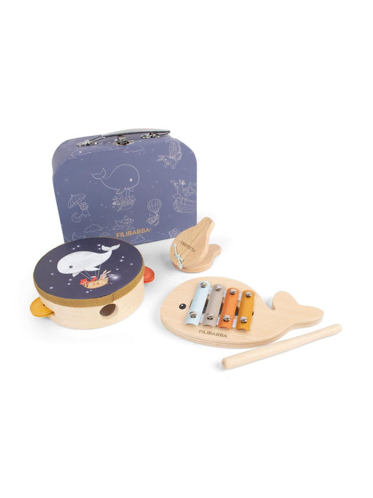 FILIBABBA medinių muzikinių instrumentų rinkinys lagaminėlyje