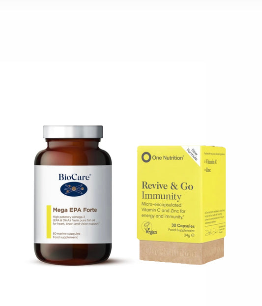 IMUNITETO RINKINYS papildai REVIVE&GO + žuvų taukai Omega Forte